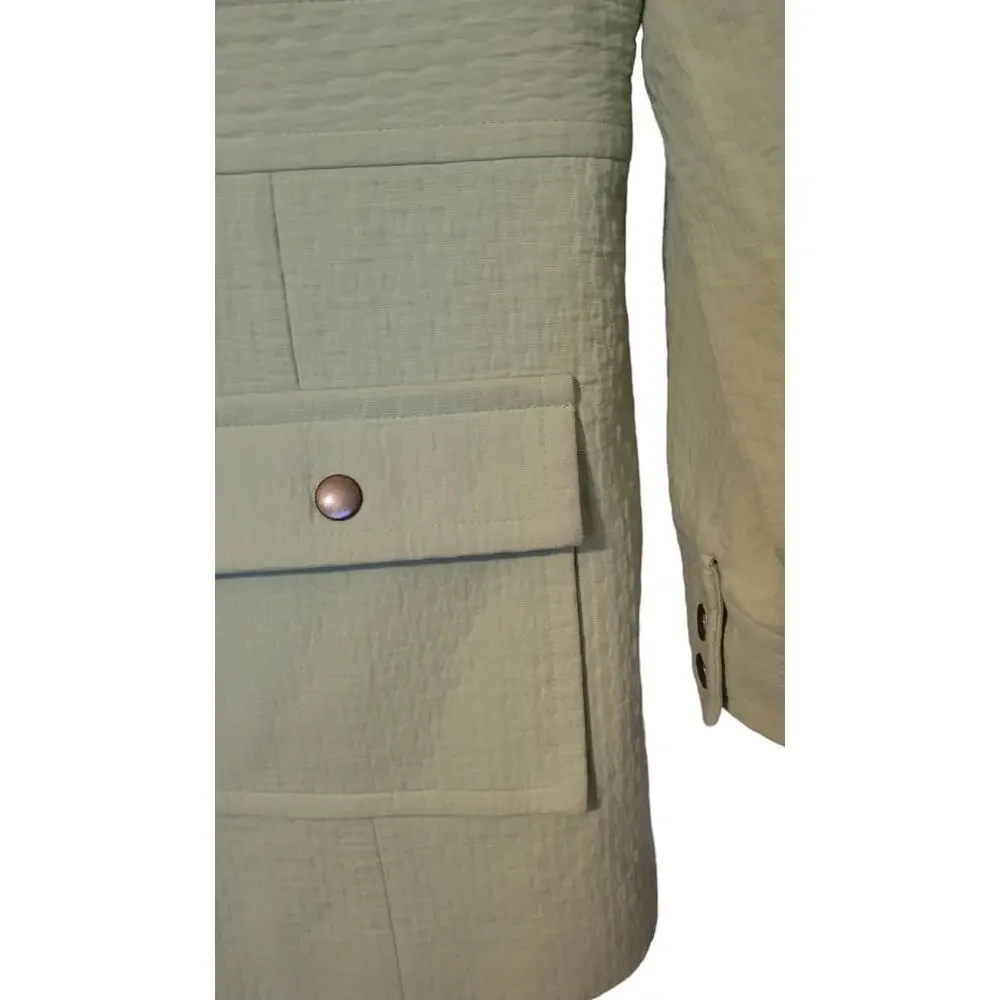 Dialogue Women’s Lime Green Long Sleeve Trench Coat Jacket Size Small